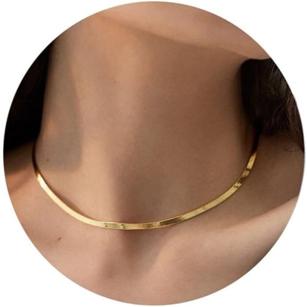 ⚡Snake Chain Herringbone Necklace For Women Gold Filled 14K Gold Silver Plated